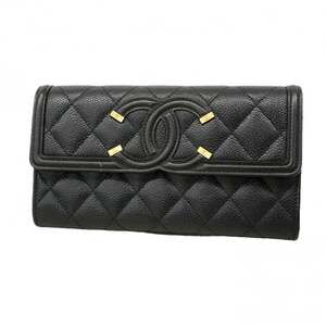 CHANEL Black Caviar Leather Wallet